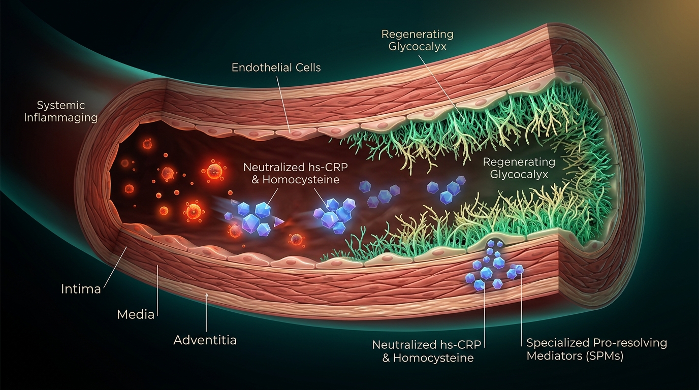 Extinguishing Inflammaging: Cellular Inflammation, hs-CRP, and the Vascular Endothelium
